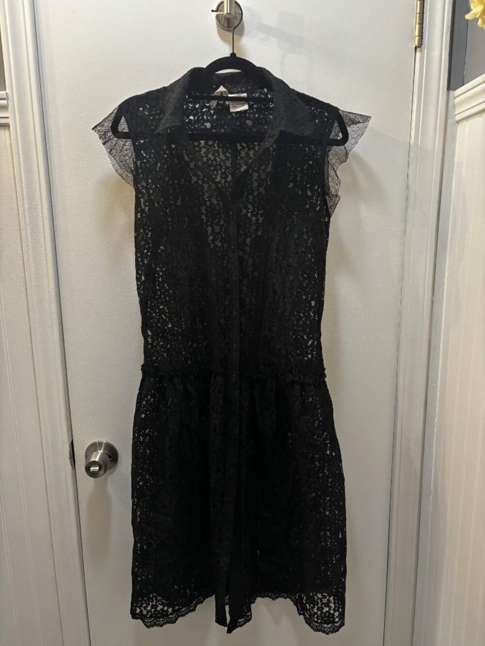 Tom K Nguyen Vintage Lace Drop Waist Button Up Dress